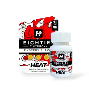 straight heat eighties 7 hydroxy chewable tablets mystery flavor 80mg per tablet