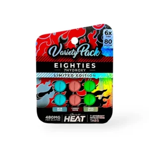 straight heat eighties 7 hydroxy chewable tablets variety pack 80mg per tablet