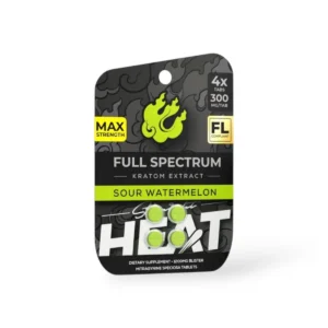 straight heat full spectrum kratom extract sour watermelon chewable tablets 300mg