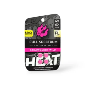 straight heat full spectrum kratom extract strawberry wild chewable tablets 300mg