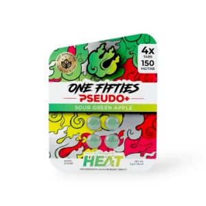 straight heat one fifties pseudo chewable tablets sour green apple 150mg